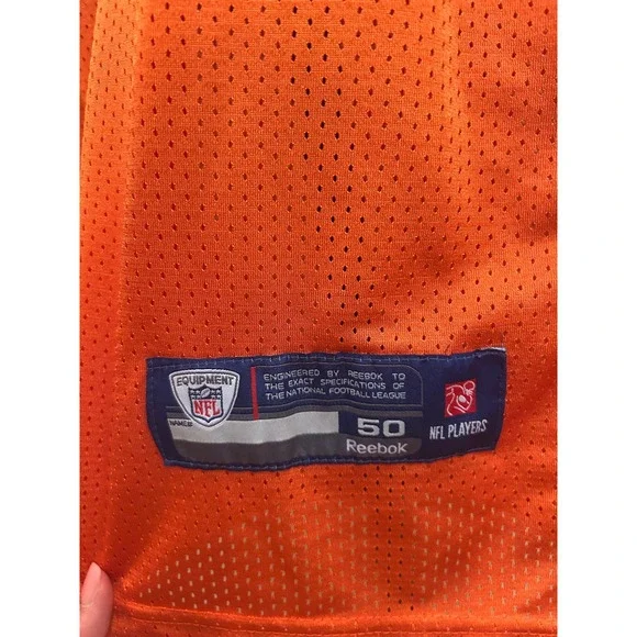 Reebok NFL Chicago Bears Brian Urlacher 54 Orange Stitched Jersey Mens Size 50 - Picture 2 of 8